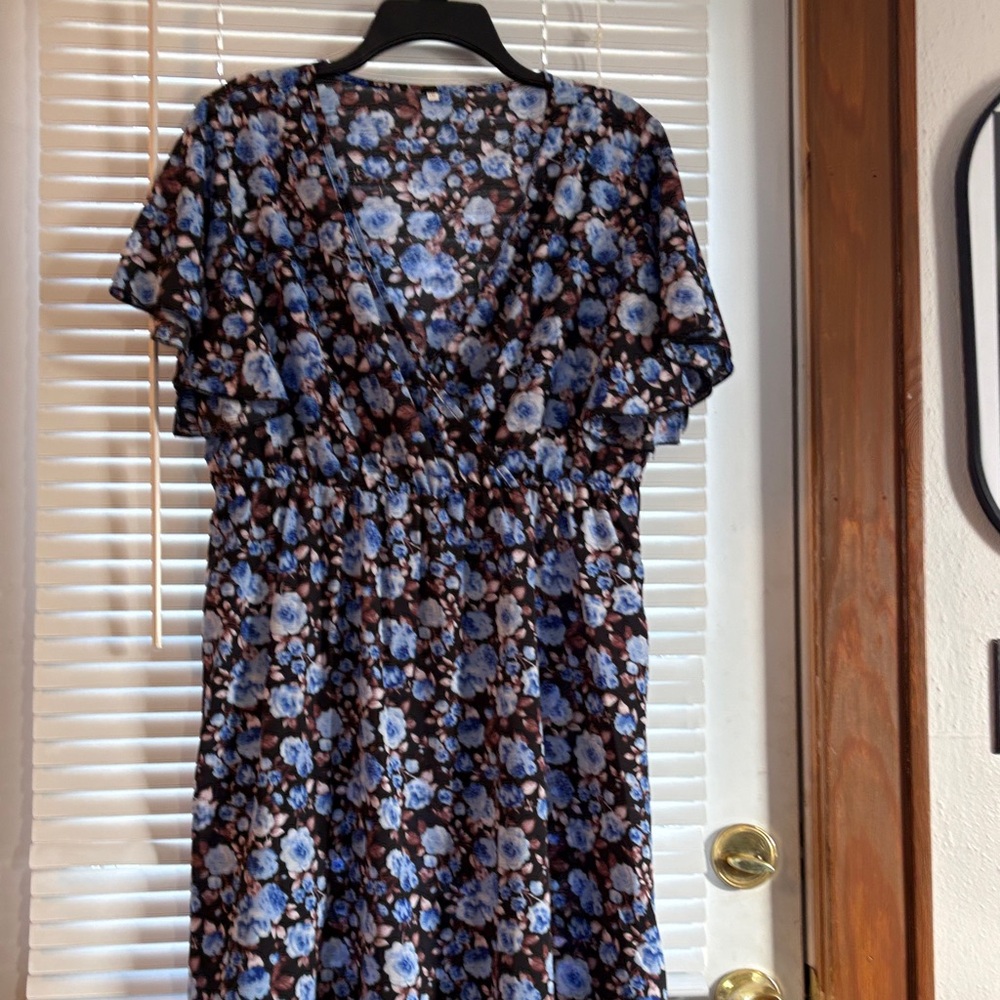 Floral Blue and Brown Women's Dress